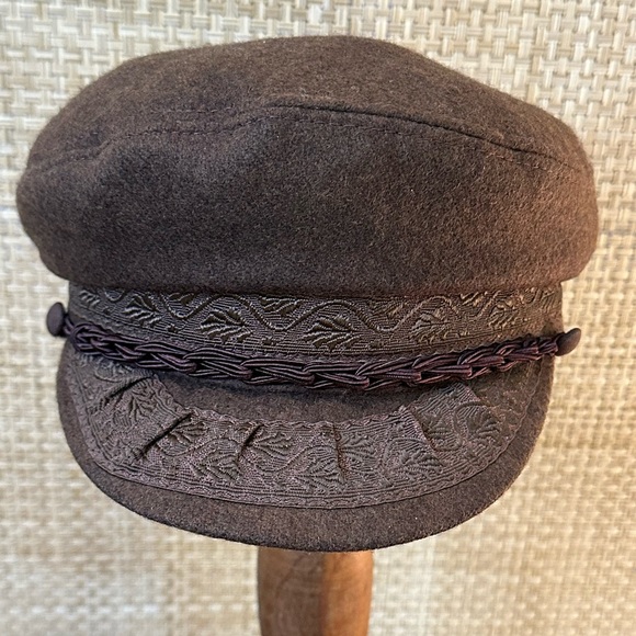 🌟HP🌟VTG 1970s-80s Authentic Brown Wool Blend Greek Fisherman Cap 7 1/2 - Picture 4 of 13